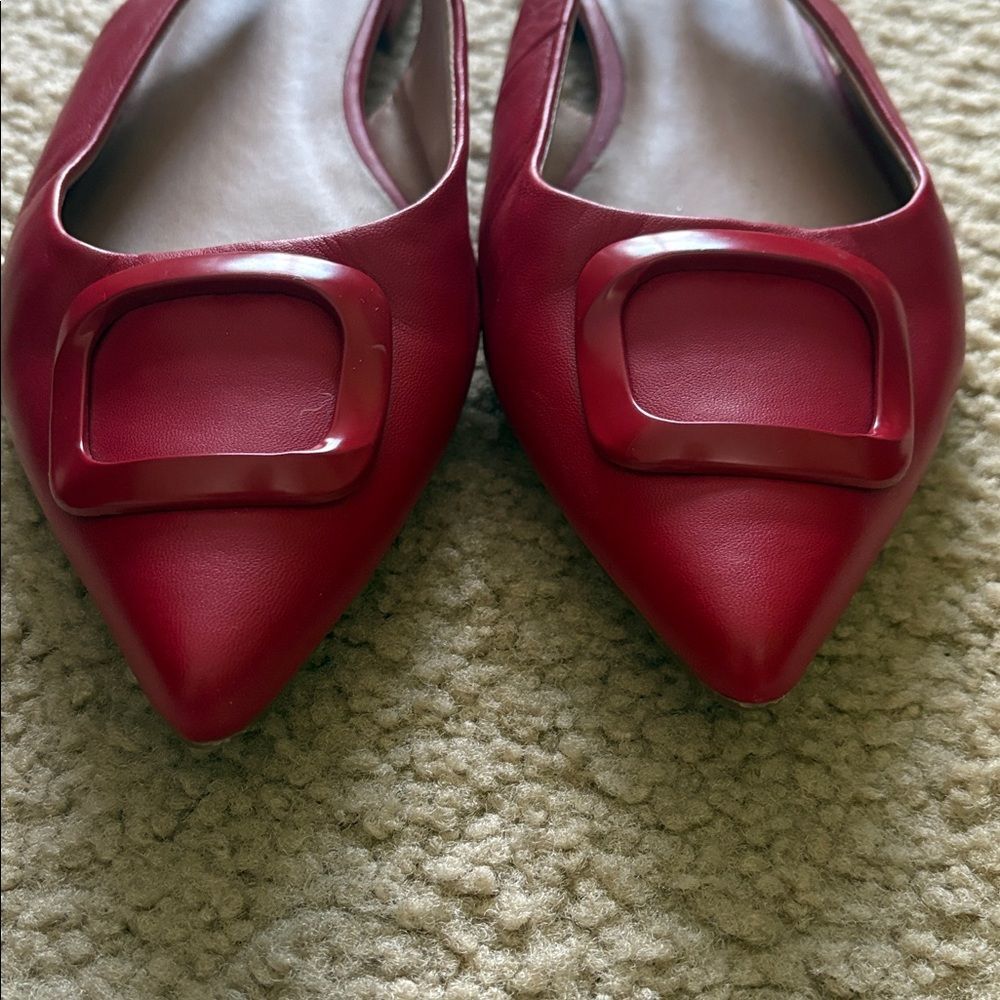 Nordstrom Becca  Leather Pointed Toe Slingback Flat In Red Sz 9.5 - Picture 3 of 7
